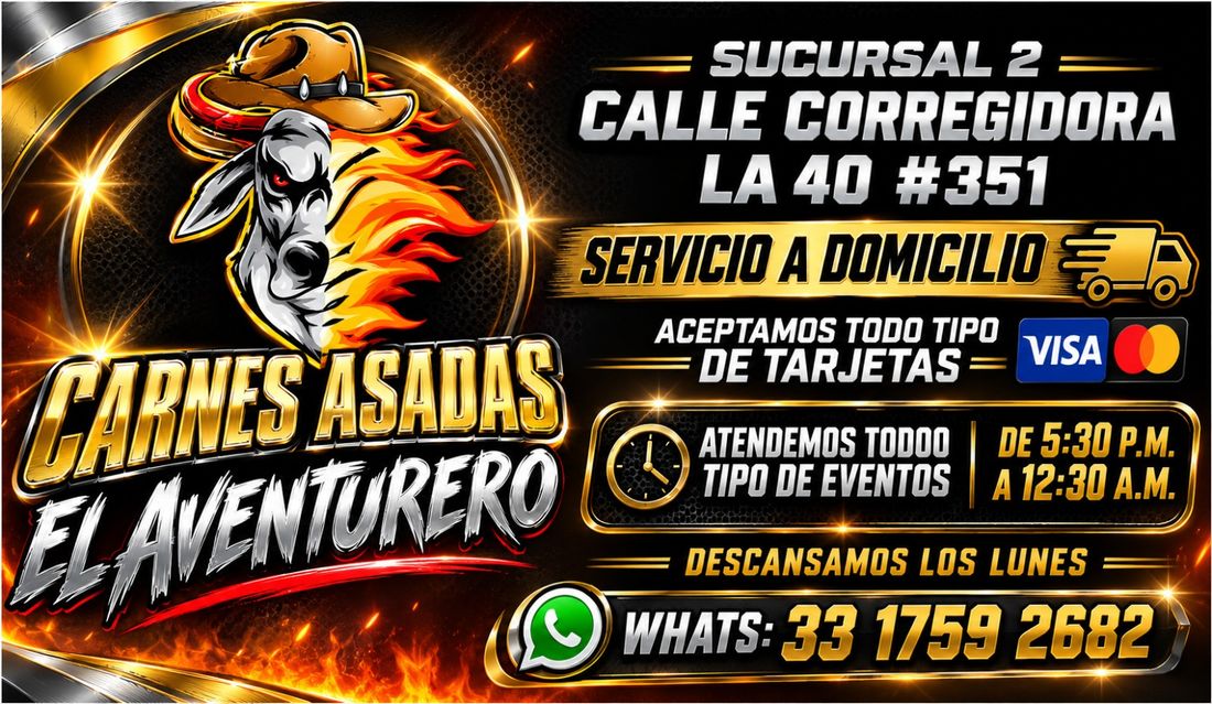 Carnes Asadas El Aventurero - Sucursal 2, servicio a domicilio