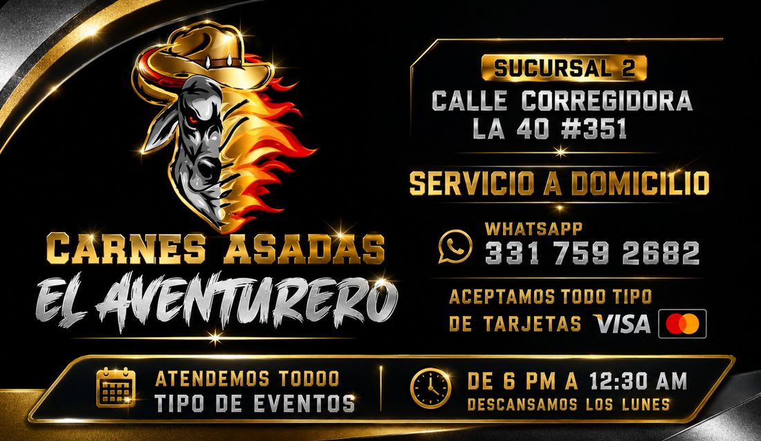 Carnes Asadas El Aventurero - Sucursales y horarios